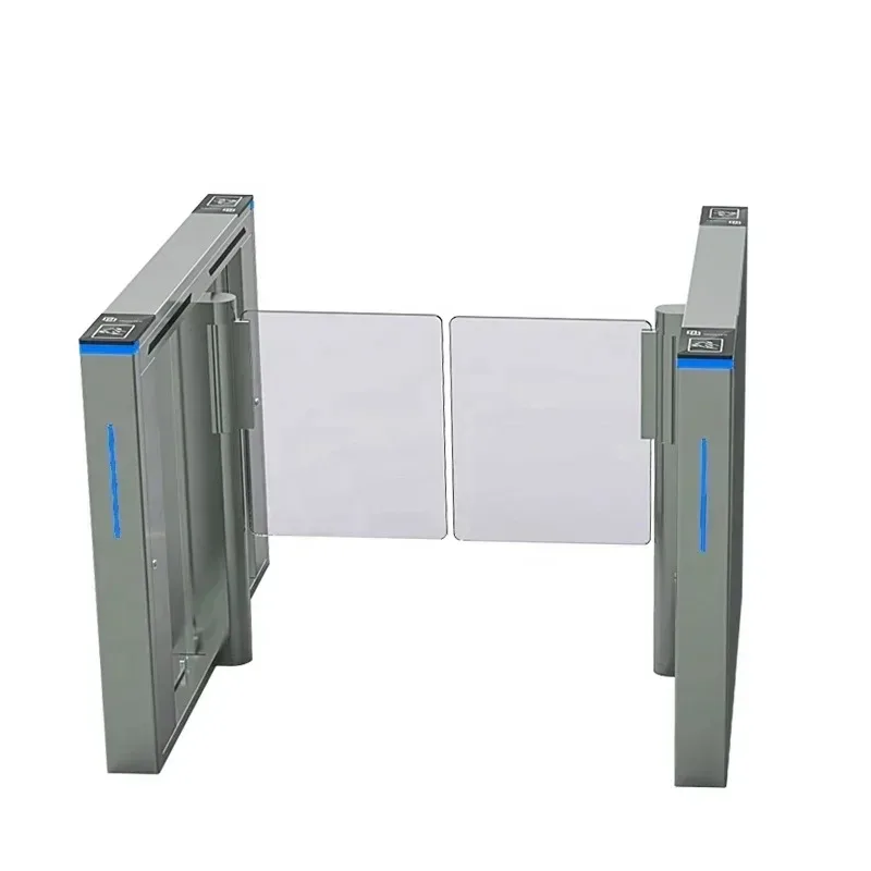 Biometric Turnstile with QR Code Scanner Face Recognition Access Control Card Reader for Security Glass Swing Barrier Gate