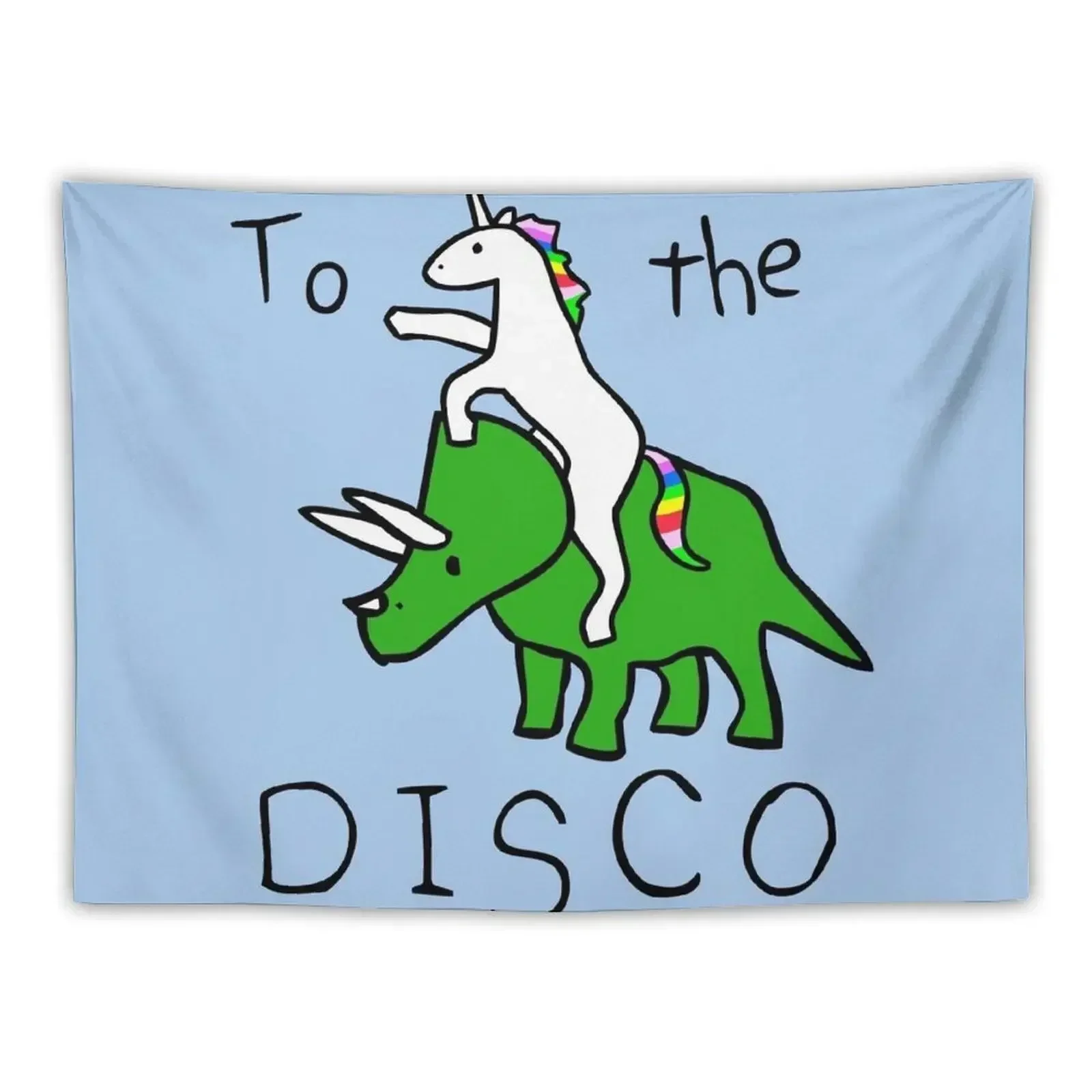 To The Disco (Unicorn Riding Triceratops) Tapestry Home Decorators Decorations For Room Tapestry