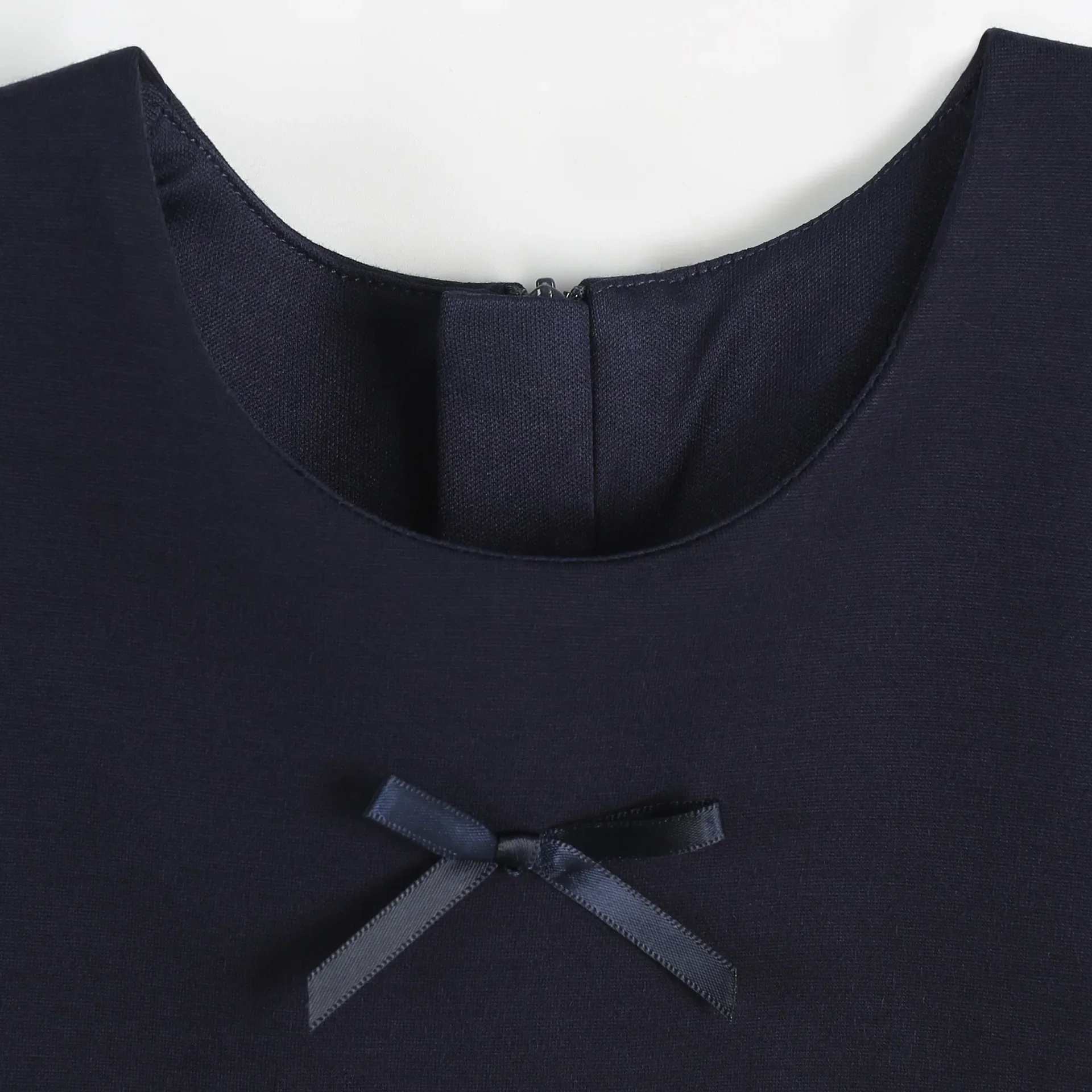 Spring Summer Girls Korean Fashion Casual Princess Style Cute Navy Blue Printed Bow Doll Collar Design Sleeveless Vest Dresses