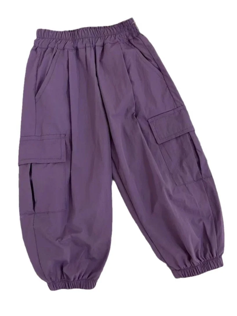 Pantaloni da lavoro estivi Sli per ragazze Pantaloni con polsini Pantaloni lunghi per bambini medi e piccoli per bambini