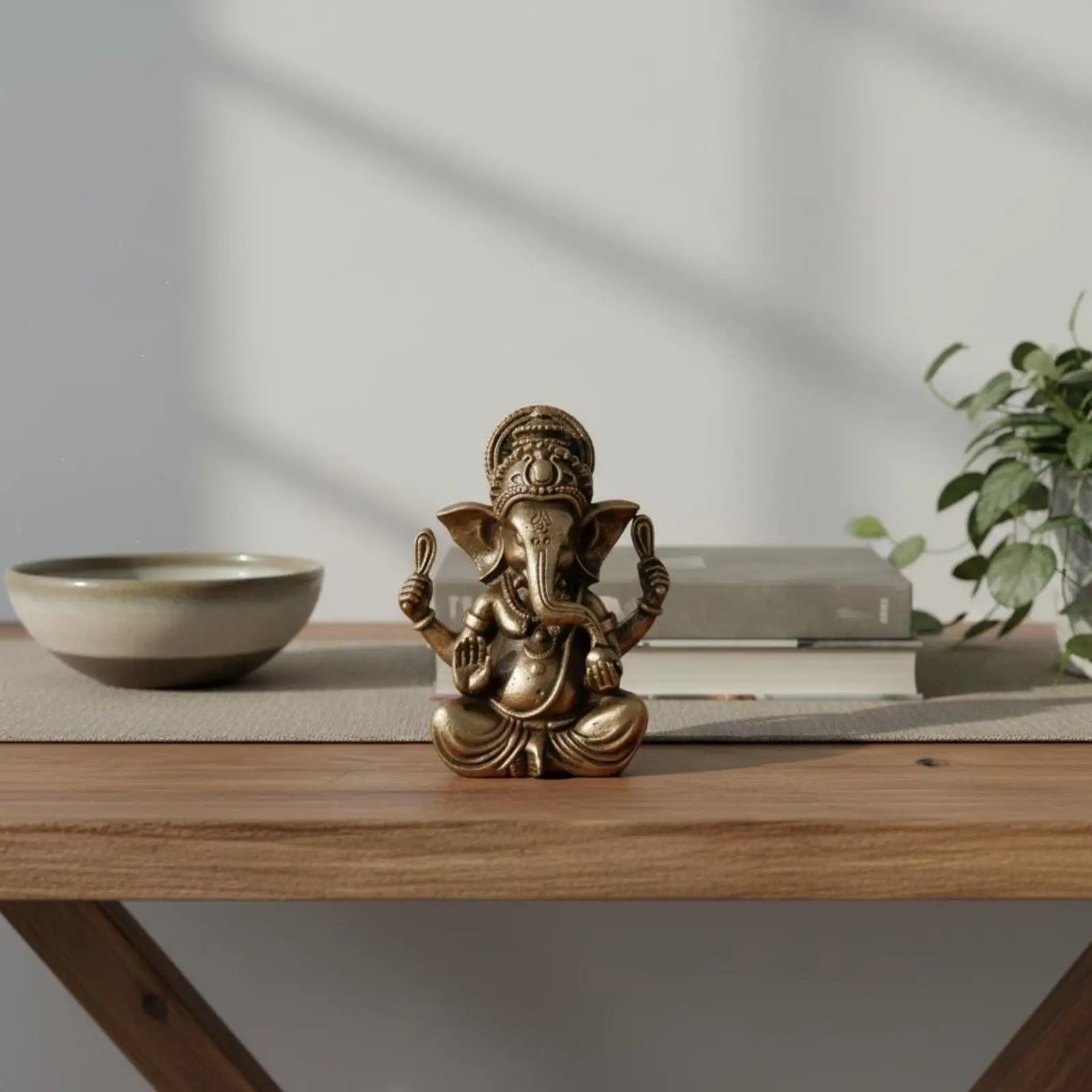 Luxury Brass Ganesha Figurine Resin Buddha Sculpture for Spiritual Altar Decor Buddhist Meditation Room Gift view 3