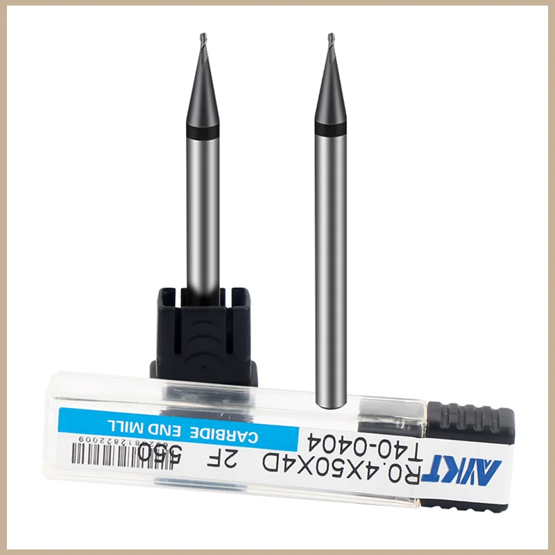 HRC55 또는 HRC60 마이크로 볼 노즈 엔드 밀, 2 플루트 R0.1 0.2 0.3 0.4 텅스텐 스틸 CNC 밀링 커터