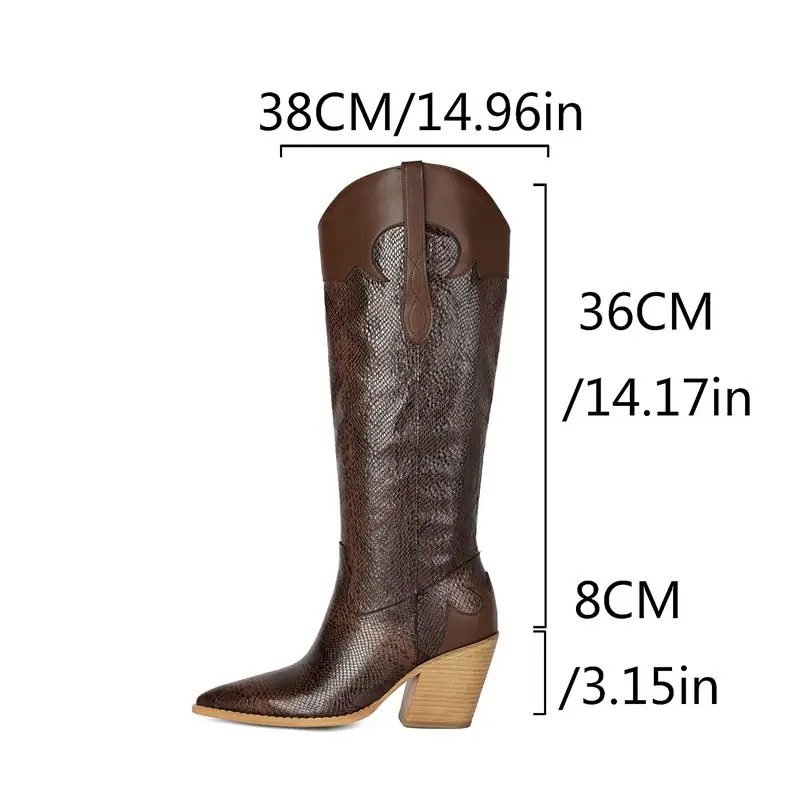 ORCHA LISA Trending Cowgirl Booties Girls Green Sharp Toe 8cm Lug Heel Blocked Plus Size 42 43 44 45 46 47 48 US17 Ridding