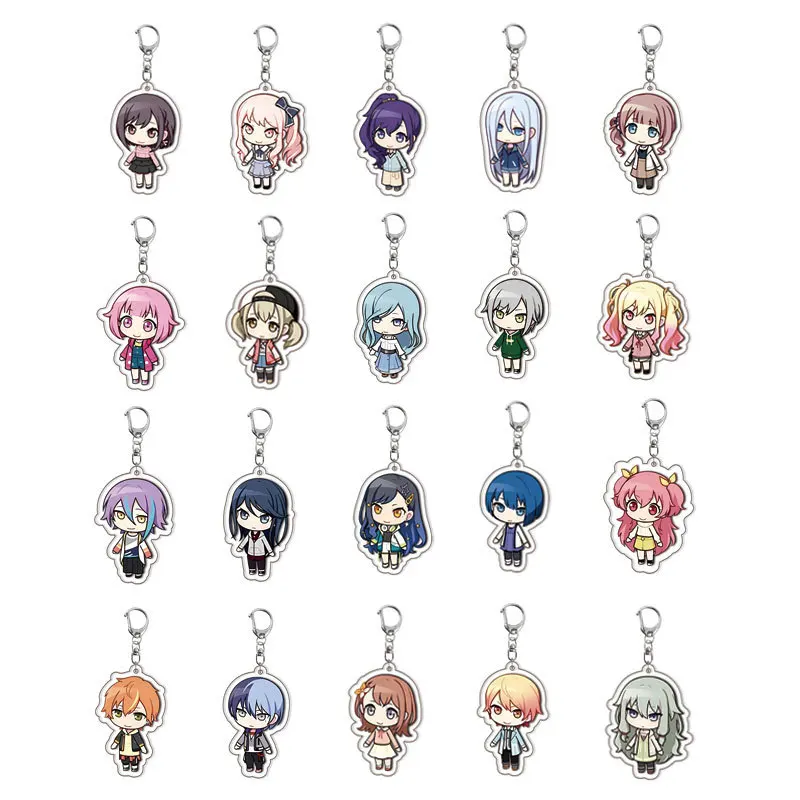 New PJSK Keychain Beautiful Girl Cute Little Baby Cartoon Anime Pendant Key Ring Backpack Friend Acrylic Jewelry Gift