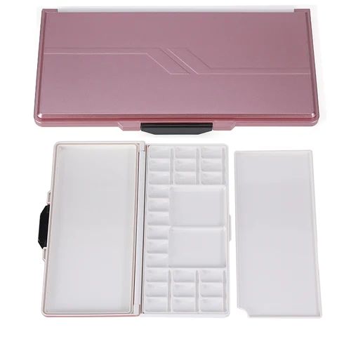 Imagen 1 del producto Paletas herméticas para pintura de acuarela, 24 pocillos con 2+1 áreas de mezcla espaciosas adicionales, paleta desplegable plegable