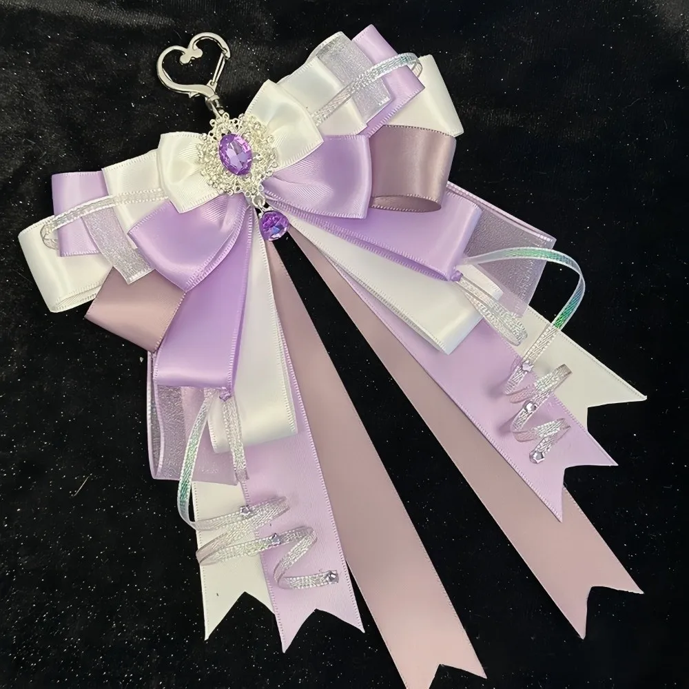 Cute Anime Ita Bag Accessories Convenient Rhinestone Double Layer Ribbon Bow Pendant Keyring Attachment Handmade Craft