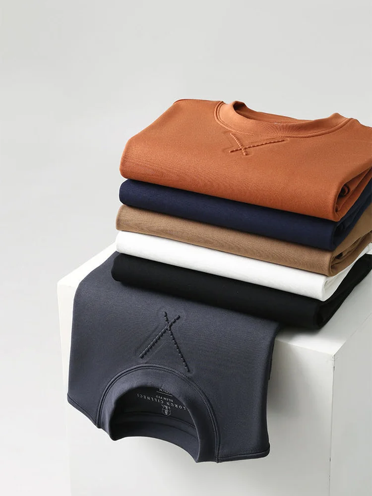 

Мужская базовая футболка-пуловер из модала с длинным рукавом, серия Luxury, 00 шт., осенне-зимняя, повседневная, с круглым вырезом