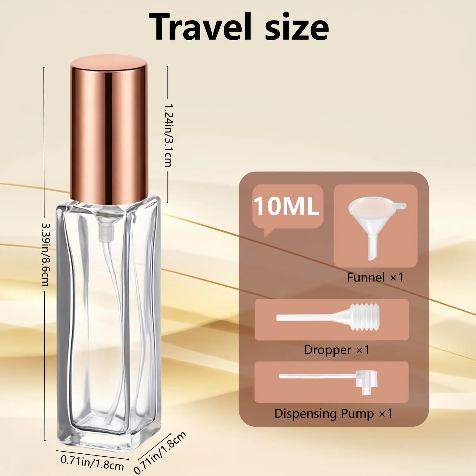 1pc10ml reusable glass perfume spray, aluminum cover, portable empty perfume container, suitable for men and women (multi-color)