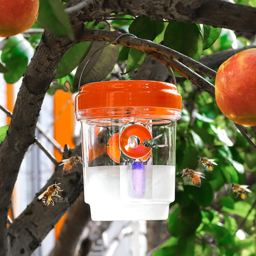 Clear Plastic Outdoor Insect Trap with Lid - Effective for Catching Fruit Flies, Wasps, Transparent Design for Easy Monitoring