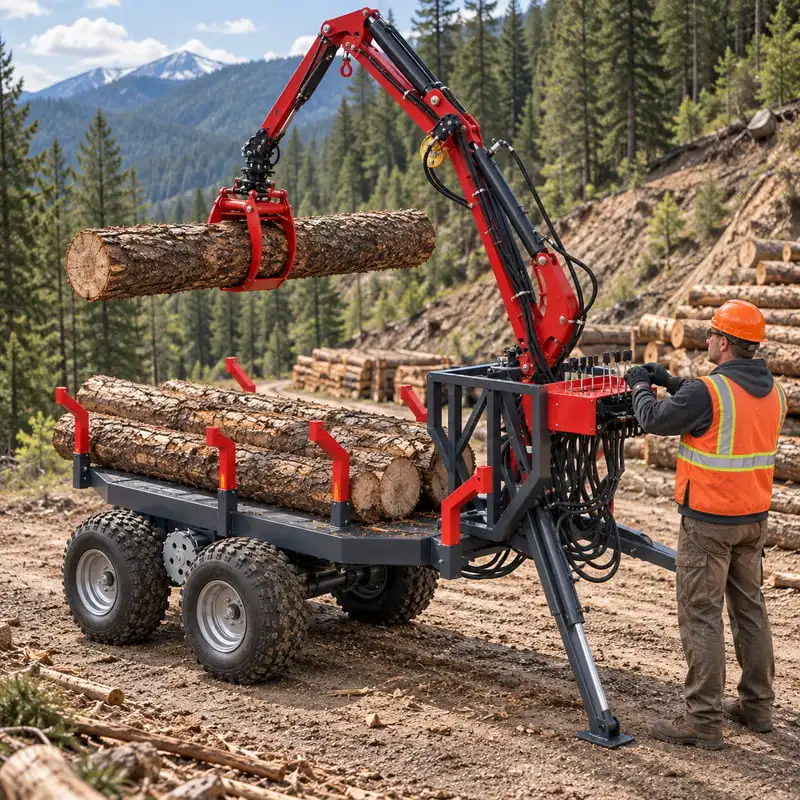 All Terrain Tractor Log Trailer for Wood Processing Sites Customized Easy Operator Controls Timber Loading Trailer