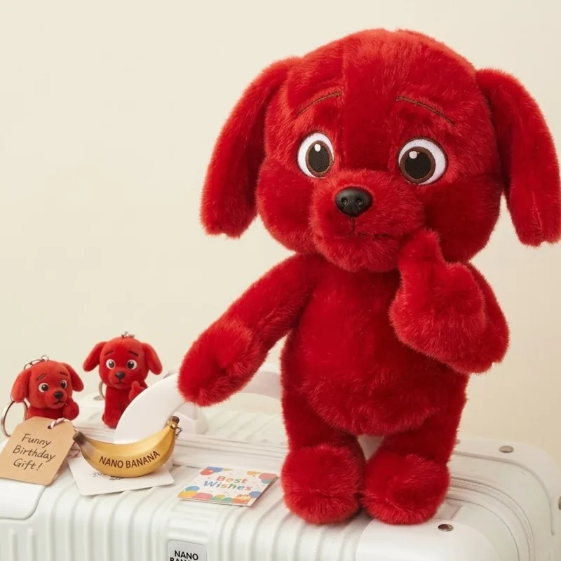 

Evil Middle Finger Red Dog Chicky Plush Toy Cute Clifford Dog Keychain Pendant Soft Stuffed Doll Funny Birthday Gift For kids