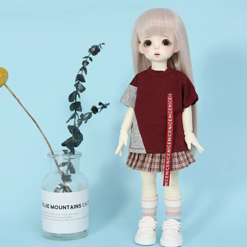 1/6 bjd ملابس دمى الطفل تي شيرت قصير السراويل الطويلة