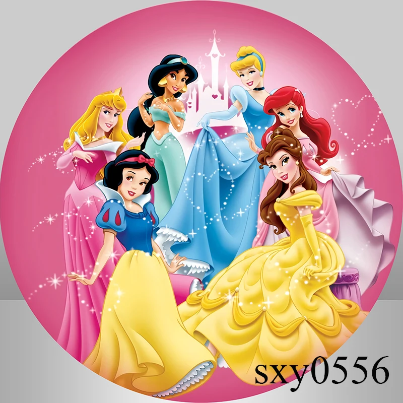 Castle Princess Round Background Elastic Circle Backdrop Girl Baby Shower Birthday Party Decor Dessert Candy Table Banner Covers