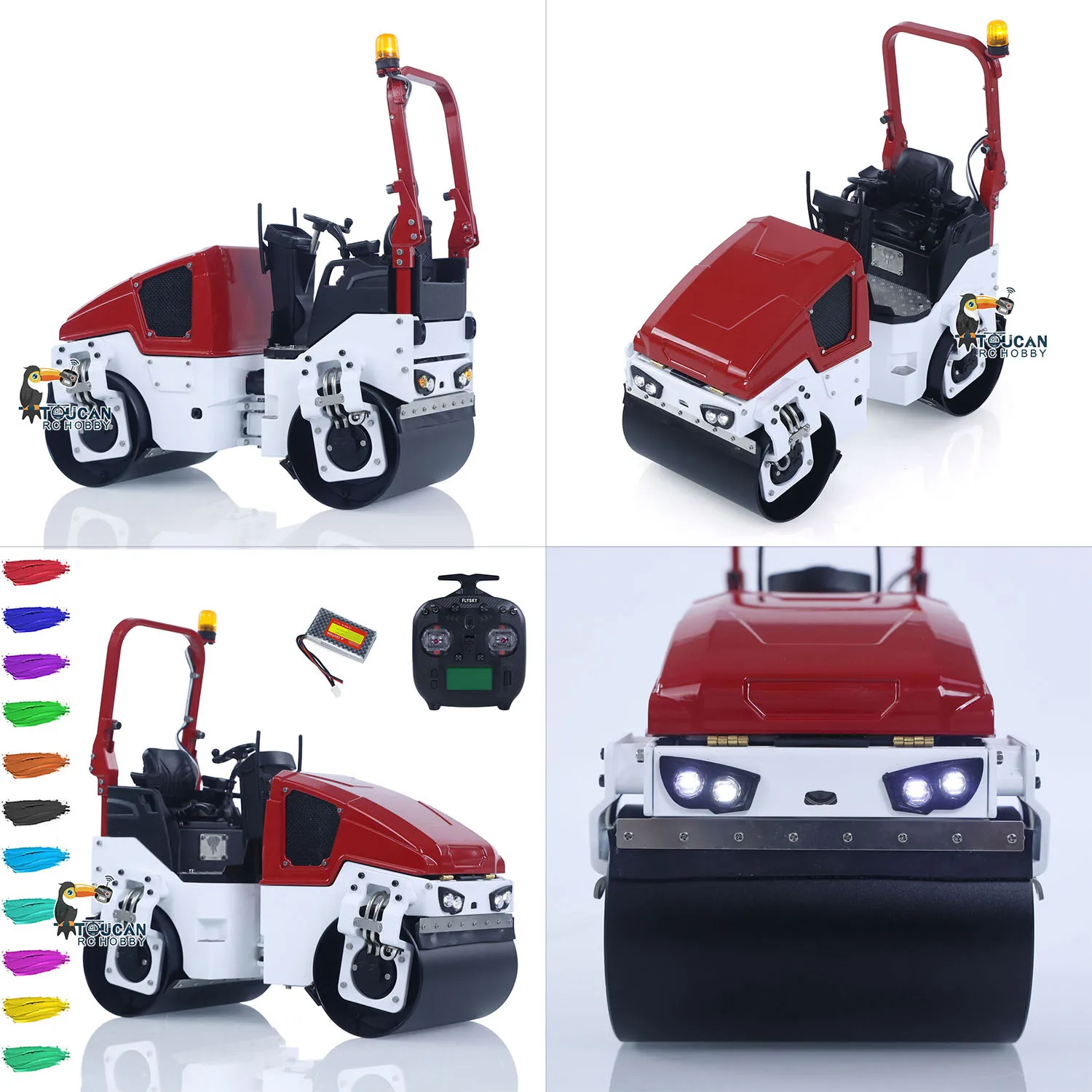 

Metal 1/14 Remote Control Road Roller BW120AD Mini RC Construction Car Flysky ST8 Radio Light System Outdoor RTR Model Vehicle