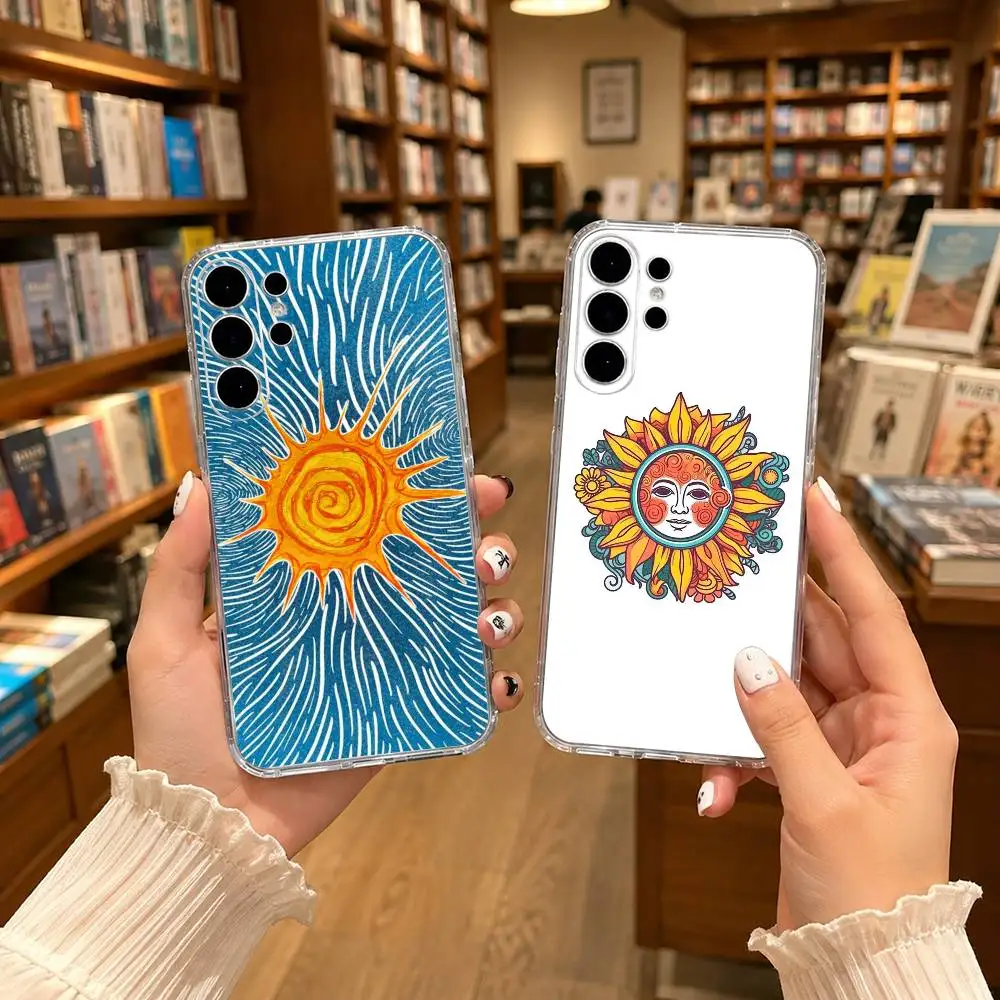 Art sun face-street Transparent phone Case For Samsung S25,24,21,22,21,20,10,S9Ultra,Plus,Fe,Lite