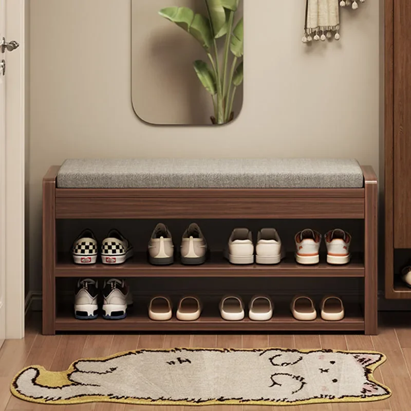 P1 Designer Foot Stool Shoe Wood Storage Pouf Space Saving Modern Foot Stool Minimalist Children Muebles Unique Furniture