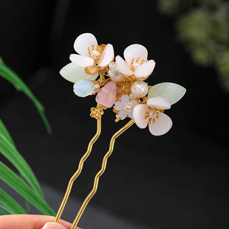 Vintage Handmade Faux Pearl Jade Hair Accessories  U Shape Classic Pearl Hairpin Pearl  Bride Headpiece Bridal Hairpin