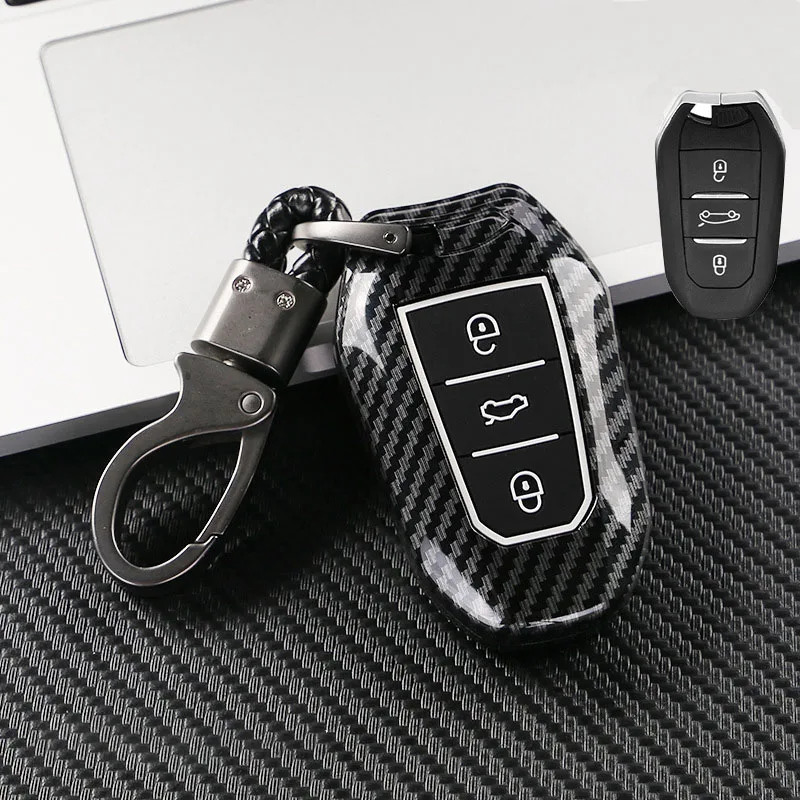 

Carbon Fiber ABS+Silicone Car Remote Key Case Cover For Peugeot 208 308 508 3008 5008 for Citroen C4 Picasso DS3 DS4 DS5 DS6