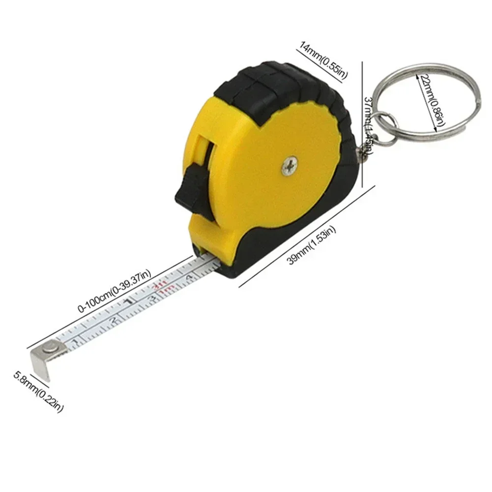 1M Retractable Ruler Measure Key Ring Small Steel Tape Measure Construction Tools Portable Pull Ruler Tape Measure Gauging Tools