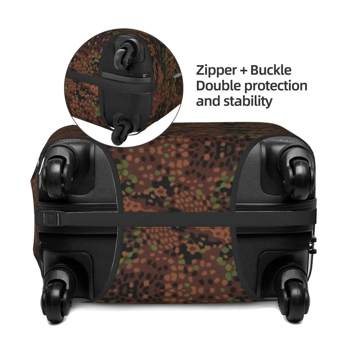 Erbsenmuster Pea Dot German Camo Travel Luggage Cover Elastic Military Army Camouflage Suitcase Cover Protector Fit 18-32 Inch