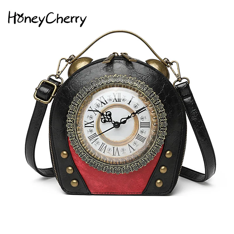 New Women\'s Bag Retro Hand-held Package Walkable Clock Women\'s Bag One Shoulder Cross Bag Handbag