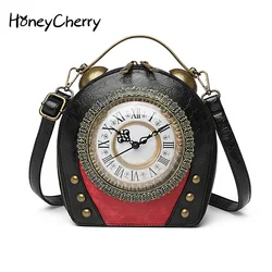 New Women's Bag Retro Hand-held Package Walkable Clock Women's Bag One Shoulder Cross Bag Handbag