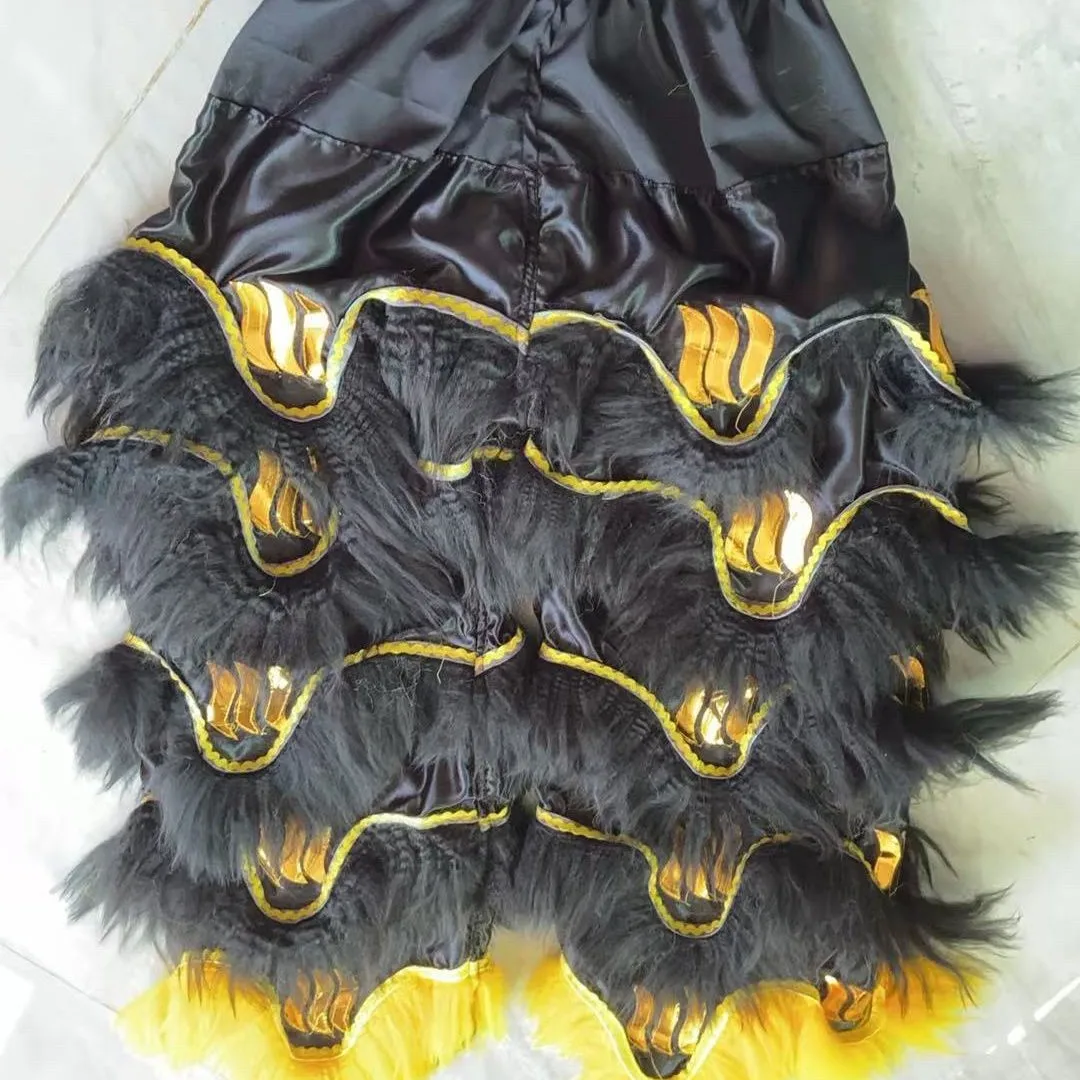 Adults Chinese Dragon Lion Dance Pants With Fur National Festival New Year Performance Clothes (Length 105cm)