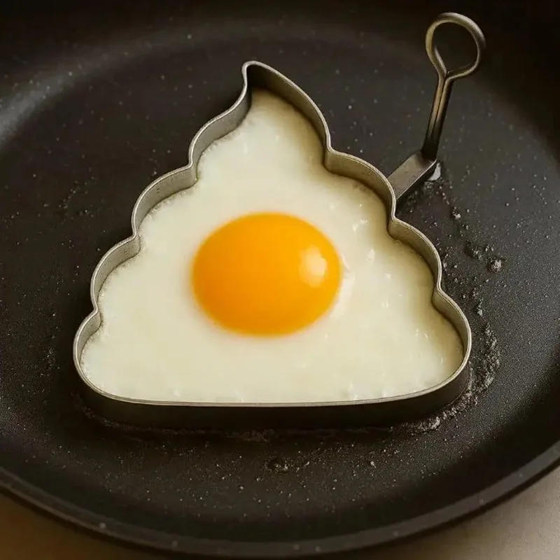 Unique Middle Finger Shape And Poop Stainless Steel Fried Egg Mold Easy Clean Multifunctional Eggs Chocolate Candy Baking Mold