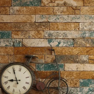 

Antique brick wall paper 3D three dimensional brick culture stone wallpaper clothing store restaurant Internet bar decoration