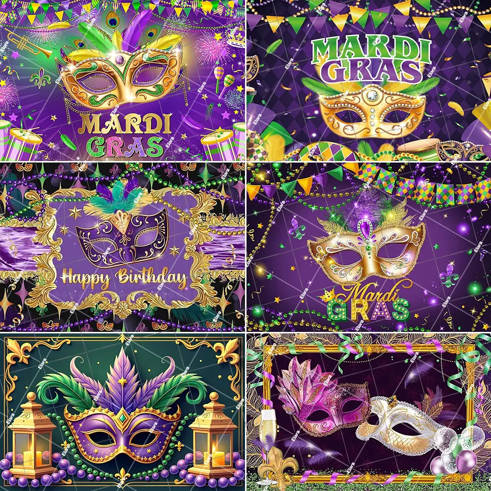 

Mardi Gras Dance Mask Birthday Party Carnival Masquerade Photography Background for Mardi Gras Party Birthday Decoration Banner