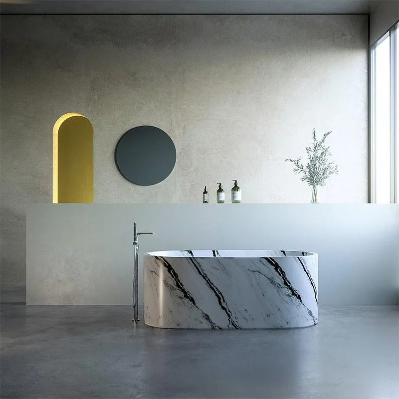 Any Size Custom Natural Marble Bathtub One Piece Freestanding Soaking Tub Premium Villa Bathroom Heat Retaining Easy Clean Durab