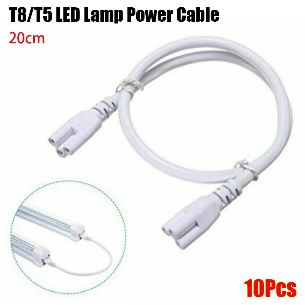 10Pcs Flexiable T8 / T5 Cable Wire Connector Double End For LED Integrated Tube 3Pin Cable Wire Pure Copper 20cm