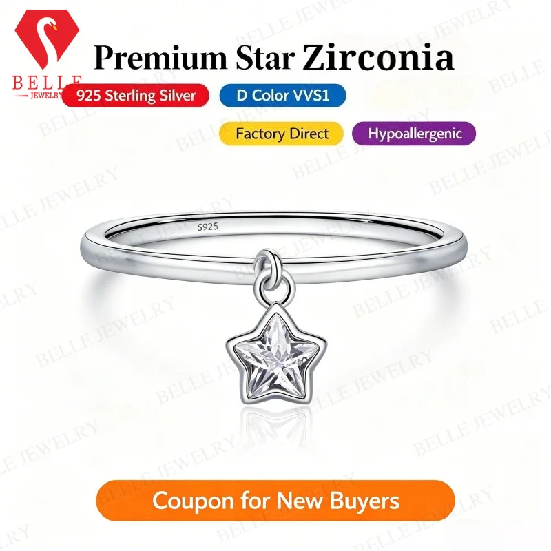 5A Cubic Zirconia Ring Star D Color VVS1 Clarity 925 Sterling Silver Daily Wear Gift Choice Fine Jewelry for Women Wholesale