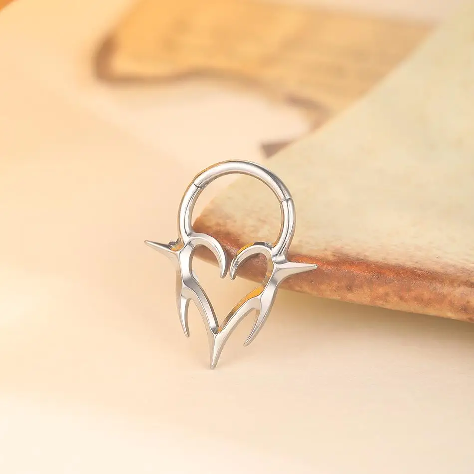 1 قطعة التيتانيوم الحاجز ثقب متمحور الجزء الأنف الدائري انقر هوب أقراط الأذن الغضروف اللولب ثقب مجوهرات للجسم #6