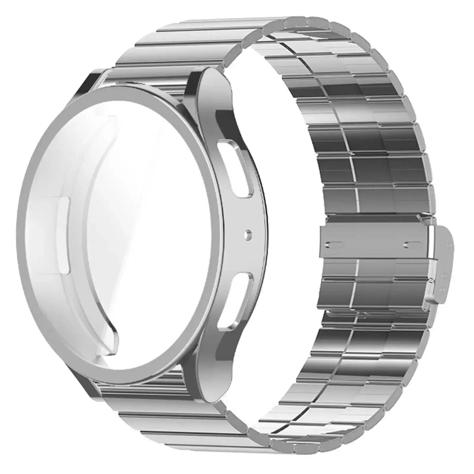 Bracelet en métal et couvercle pour Samsung Galaxy Watch 6 5 4, étui de protection, accessoires de bracelet, 40mm, 44mm