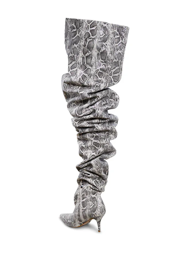 2024 stivali alti alla coscia da donna con stampa animalier Sexy sopra il ginocchio stampa serpente Prom Botas Mujer stivali lunghi con tacco alto