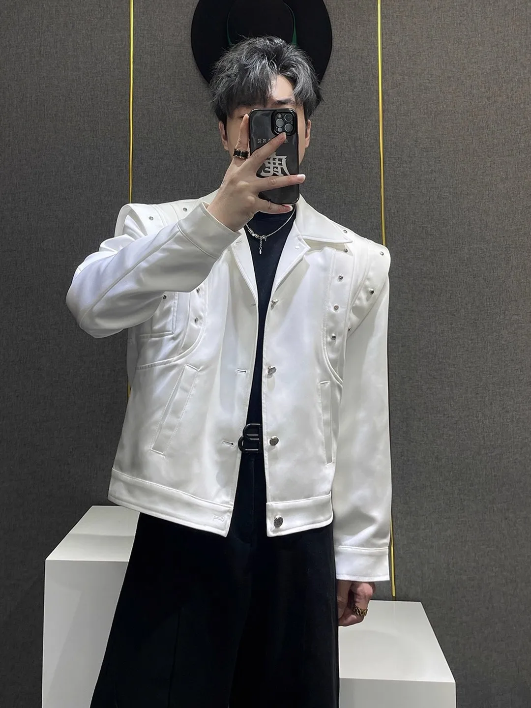 

Белая подушечка для рта, спецодежда Jaet, мужская Sle Advanced Sensation, металлическое украшение для мотоцикла, деконструированный топ Jaet