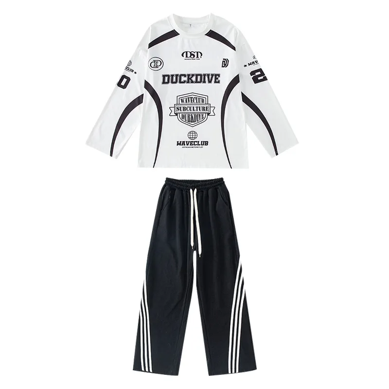 Jongens Zomer Meisjes Brief Korte Mouw T-shirt Wijde Pijpen Broek Street Wear Kids Jazz Kleding Mode Hip Hop Danskostuums