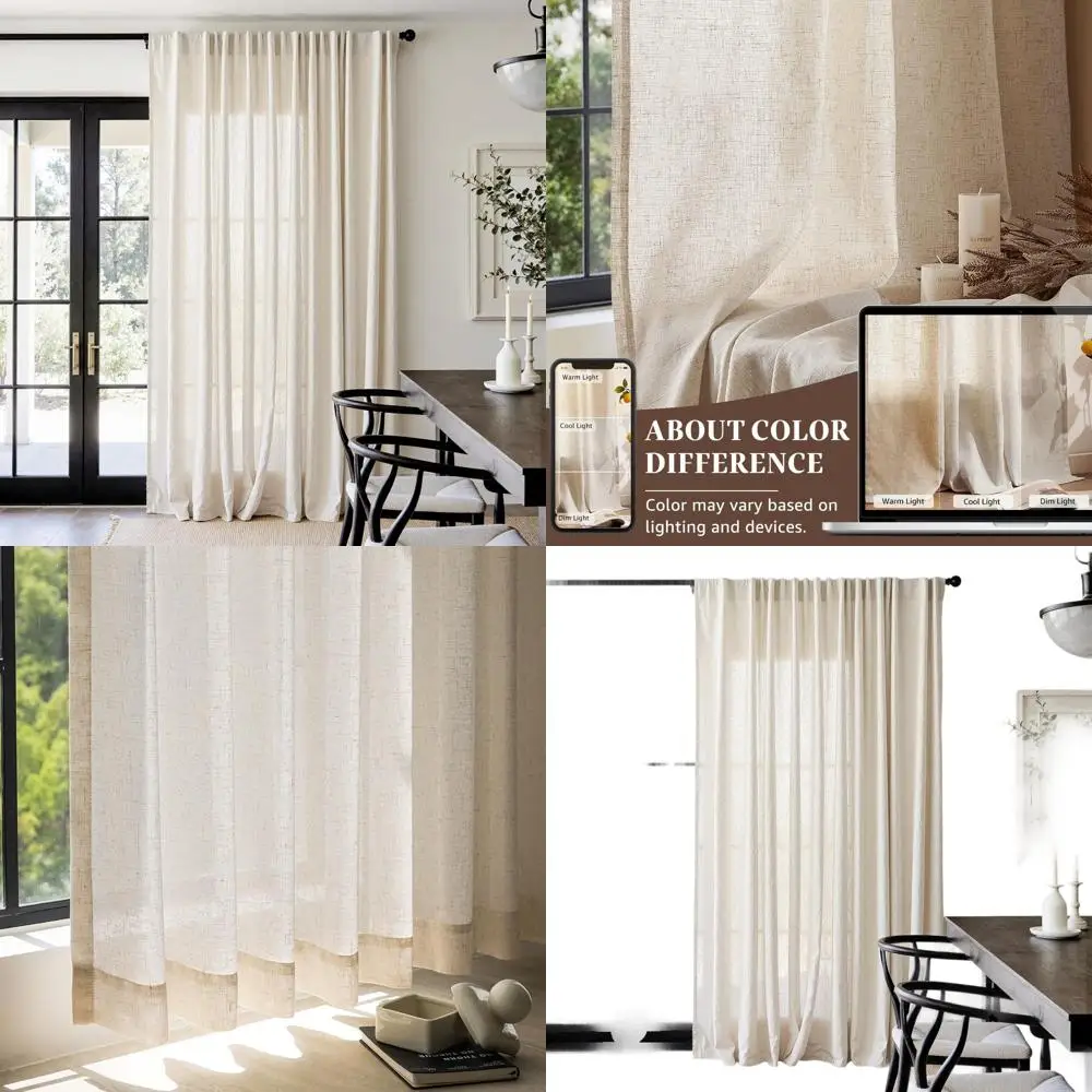 

Ecru 100 Wide x 96 Длинная льняная панель с фильтром света для раздвижных дверей с карманом для стержня и задней вкладкой