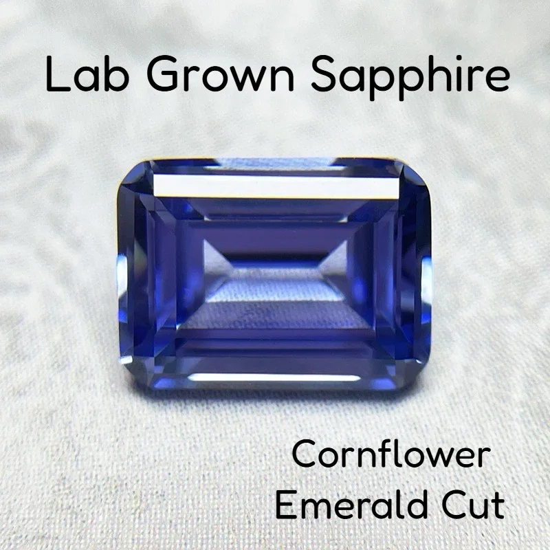 

Выращенный в лаборатории сапфир василек изумрудной огранки чрезвычайно блестящее качество DIY кольцо ожерелье серьги основные материалы сертификат AGL