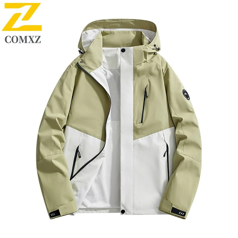 

COMXZ Мужская приключенческая куртка с непринужденным дизайном с капюшоном, уличное многоцелевое пальто, удобные осенние мотоциклетные куртки для отдыха и пешего туризма