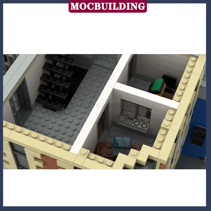 MOC City Building Police Station Model Building Block Assembly Office Room Building Collection Series Toy Gifts