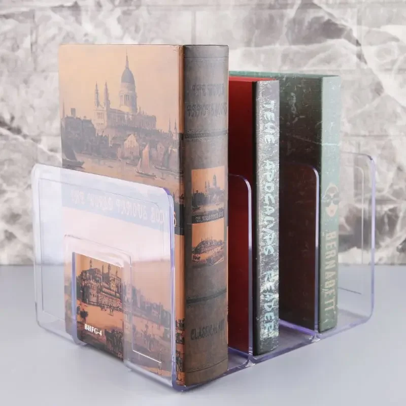 

Acrylic Transparent Multi-layer Bookend Decorative Book Shelf Home Room Office School Library Stationery Supplies Gifts OO