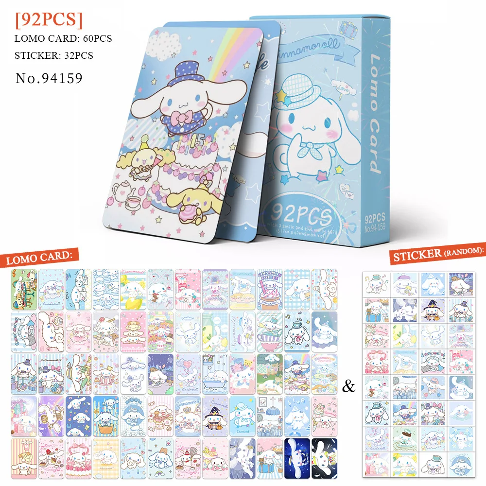 Tarjeta Flash de dibujos animados de Cinnamoroll, tarjeta de felicitación decorativa de doble cara, Sanrio, periférico de Anime, HD, 92 Hojas