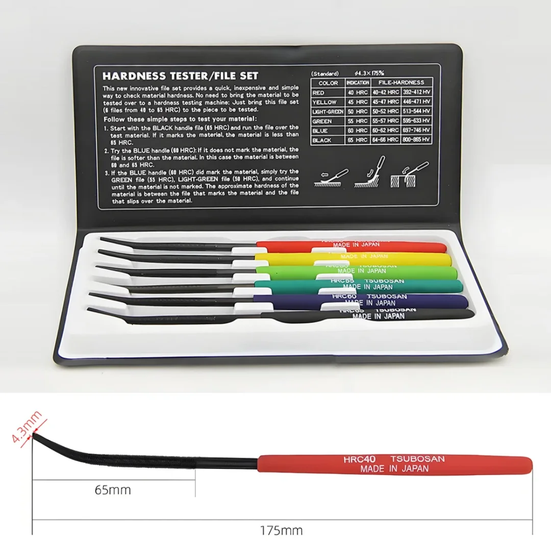 6-piece set of hardness testing specialized files, HRC40-65 files