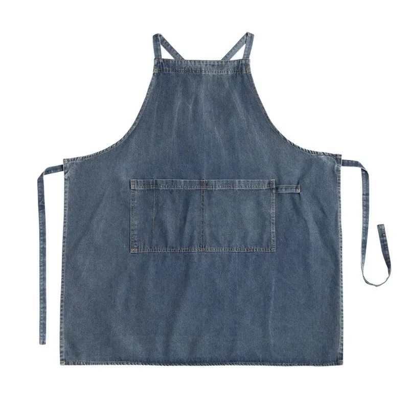 Elegant Unisex Jean Apron with Pockets for Men and Women for Kitchen Cooking Gardening Painting Chef Uniform