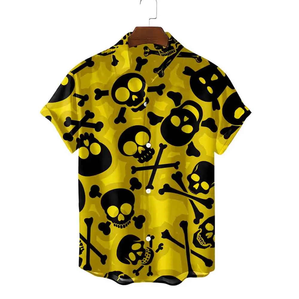 Skull print 3d printed beach shirt Short Sleeve Hawaiian shirt Men\'s shirt Casual shirt Cuba Camisa men\'s clothing