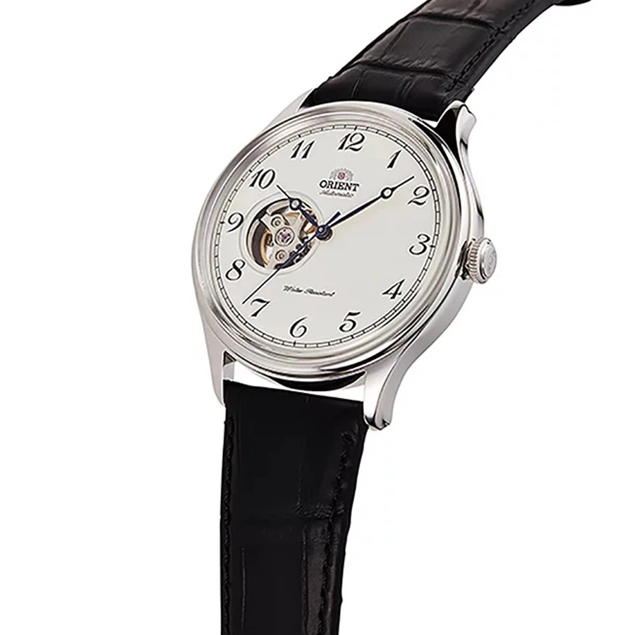 ساعة أورينت ساعة ميكانيكية يابانية أوتوماتيكية بالكامل مع هيكل عظمي شفاف وساعة يد رجال الأعمال الخلفية