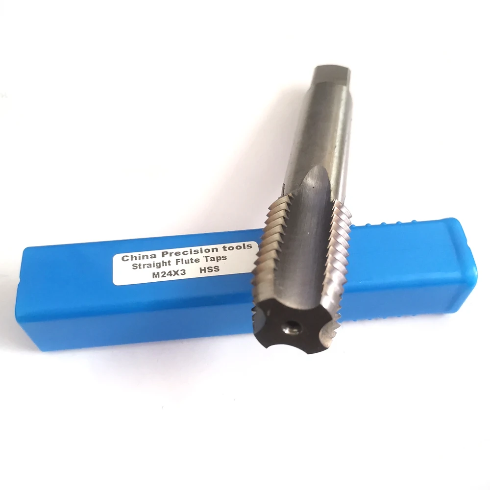 Grifo de rosca métrica HSS M24, tornillo fino derecho, grifos de flauta recta, máquina izquierda, M24X3, M24X2, M24x1.5, M24x1.25, M24x1, M24x0.75, x0.5