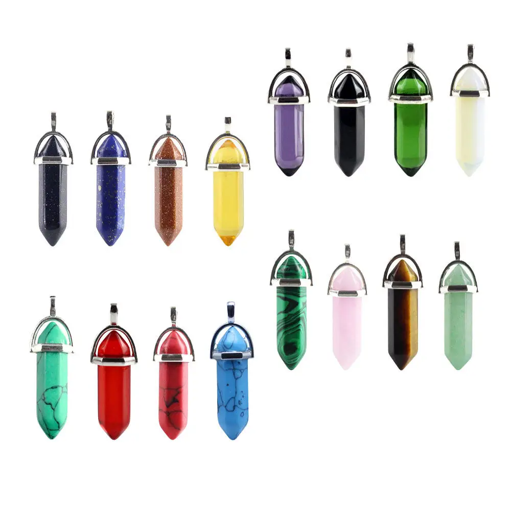 

16Pcs Hexagonal Crystal Pendant Multicolor Polished Surface DIY Necklace Beads Jewelry Charm Set Crystal Pendant